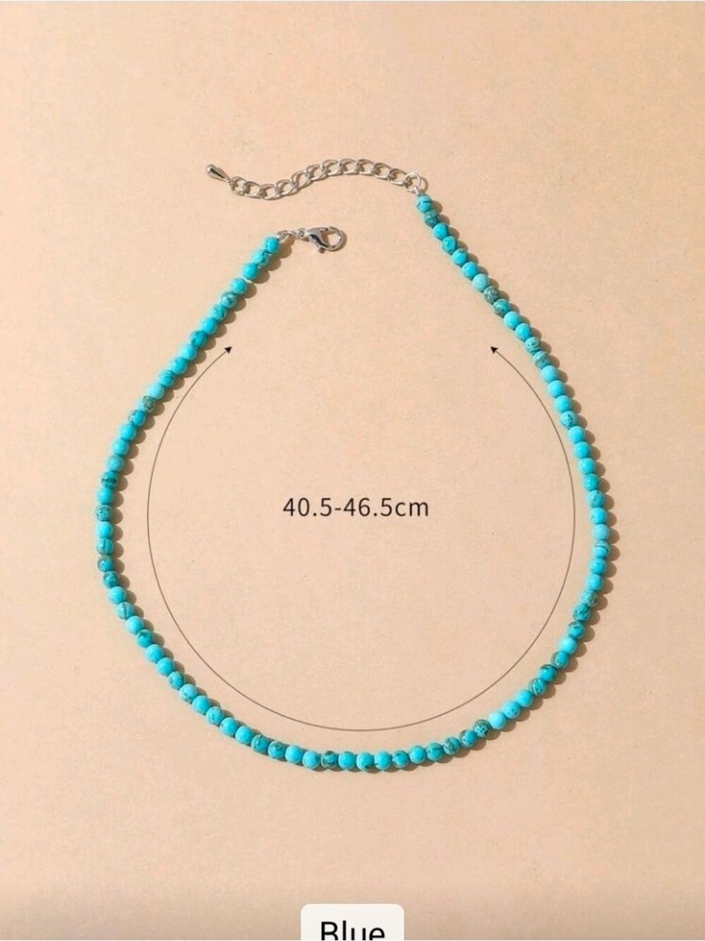Turquoise Bead Choker Necklace - Blue - Picture 5 of 9